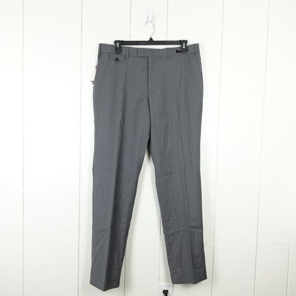 Ted Baker Endurance Sterling Small Checked Trouser Dress Pants Mens SZ 38L Gray